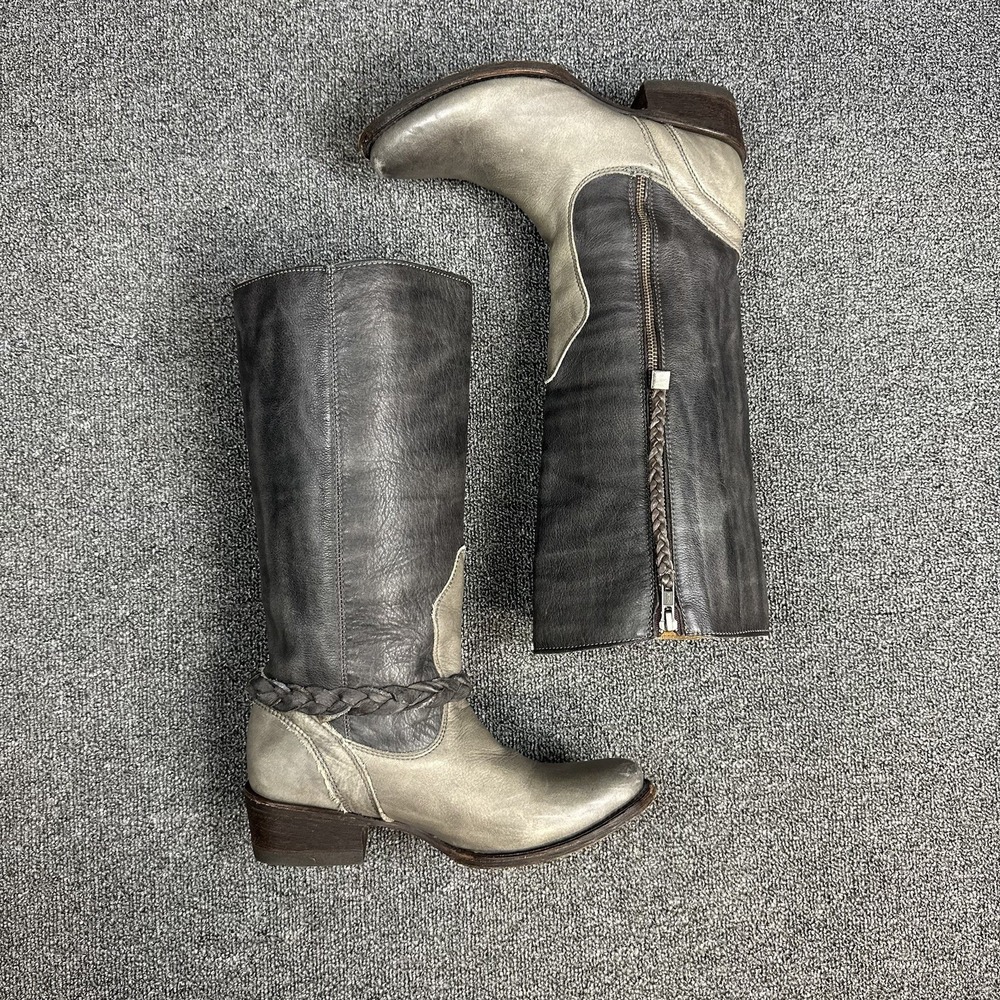 Corral Leather Boots Womens 8.5 M Indie Spirit Riding Belted Wrap Western Zip Up